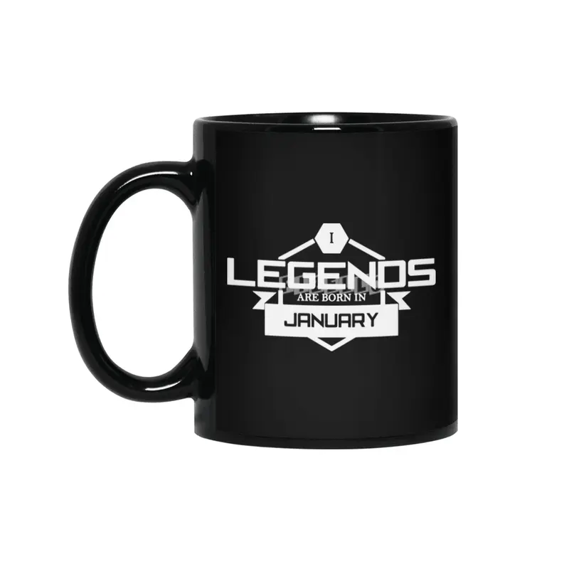 Legends Are Born In January Funny Logo Siyah Kupa
