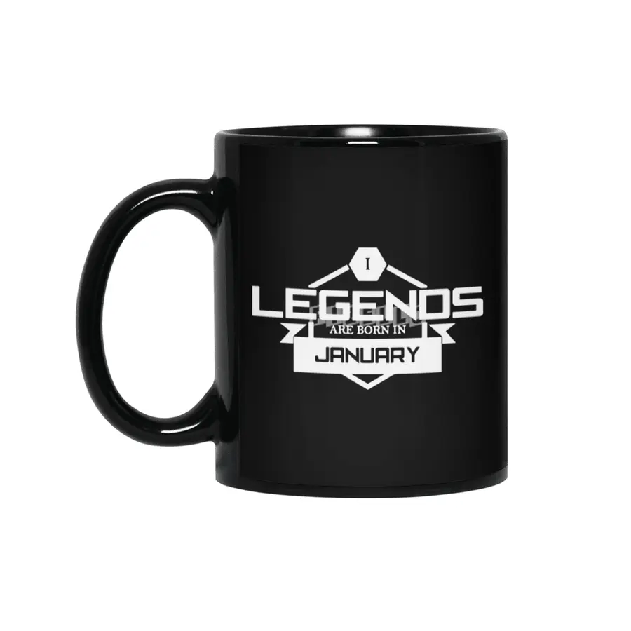 Legends Are Born In January Funny Logo Siyah Kupa