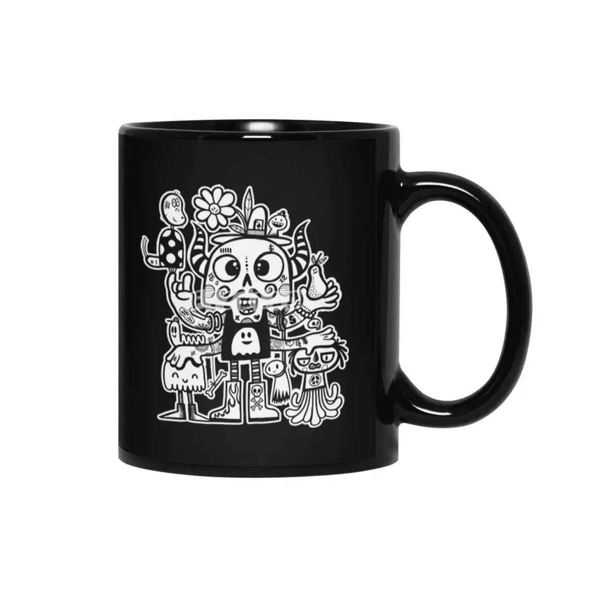 Crossed Eyed Killer Skull Face Siyah Kupa