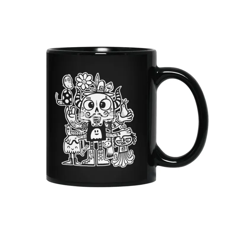 Crossed Eyed Killer Skull Face Siyah Kupa