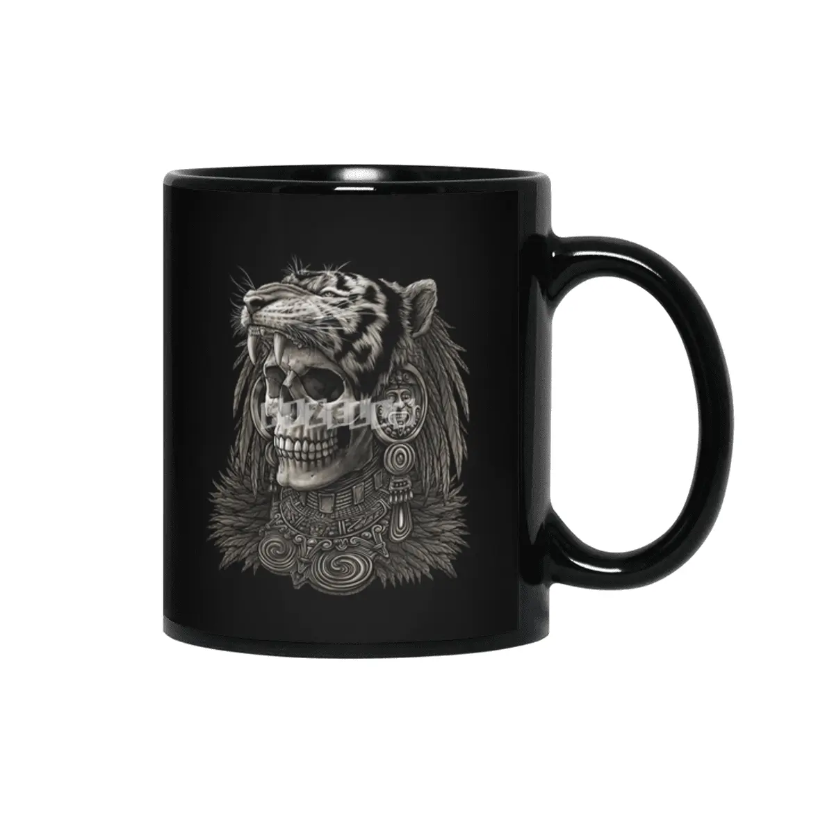 Aztec skull Warrior Tiger Headdress Siyah Kupa