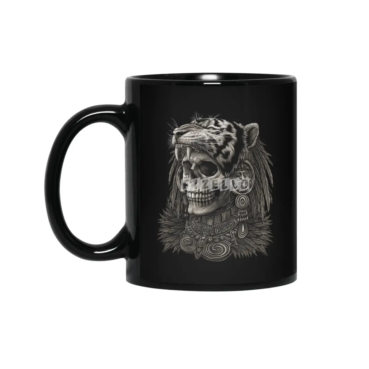 Aztec skull Warrior Tiger Headdress Siyah Kupa