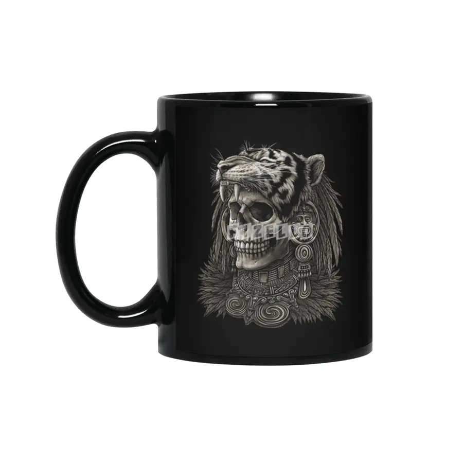Aztec skull Warrior Tiger Headdress Siyah Kupa