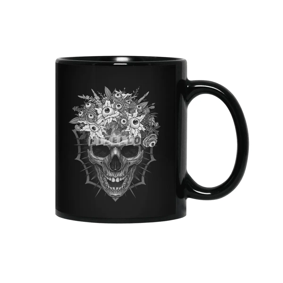 Bones and Botany Skull and creepy eyeball bouquet Siyah Kupa