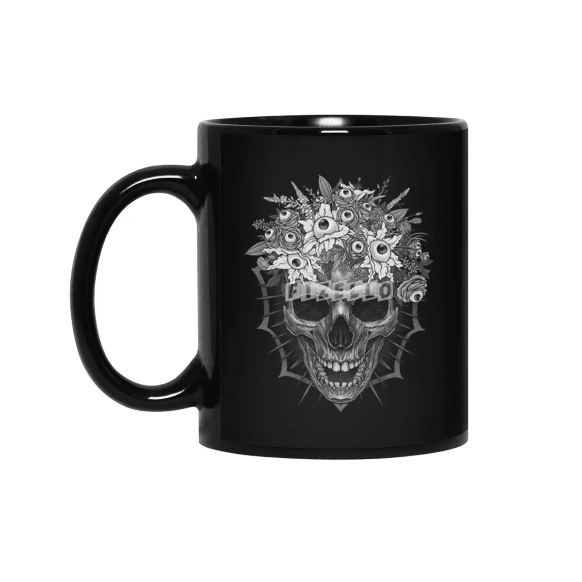 Bones and Botany Skull and creepy eyeball bouquet Siyah Kupa