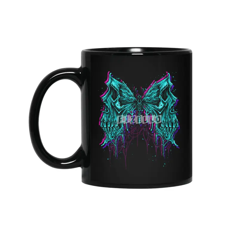 butterfly death skull monster Siyah Kupa