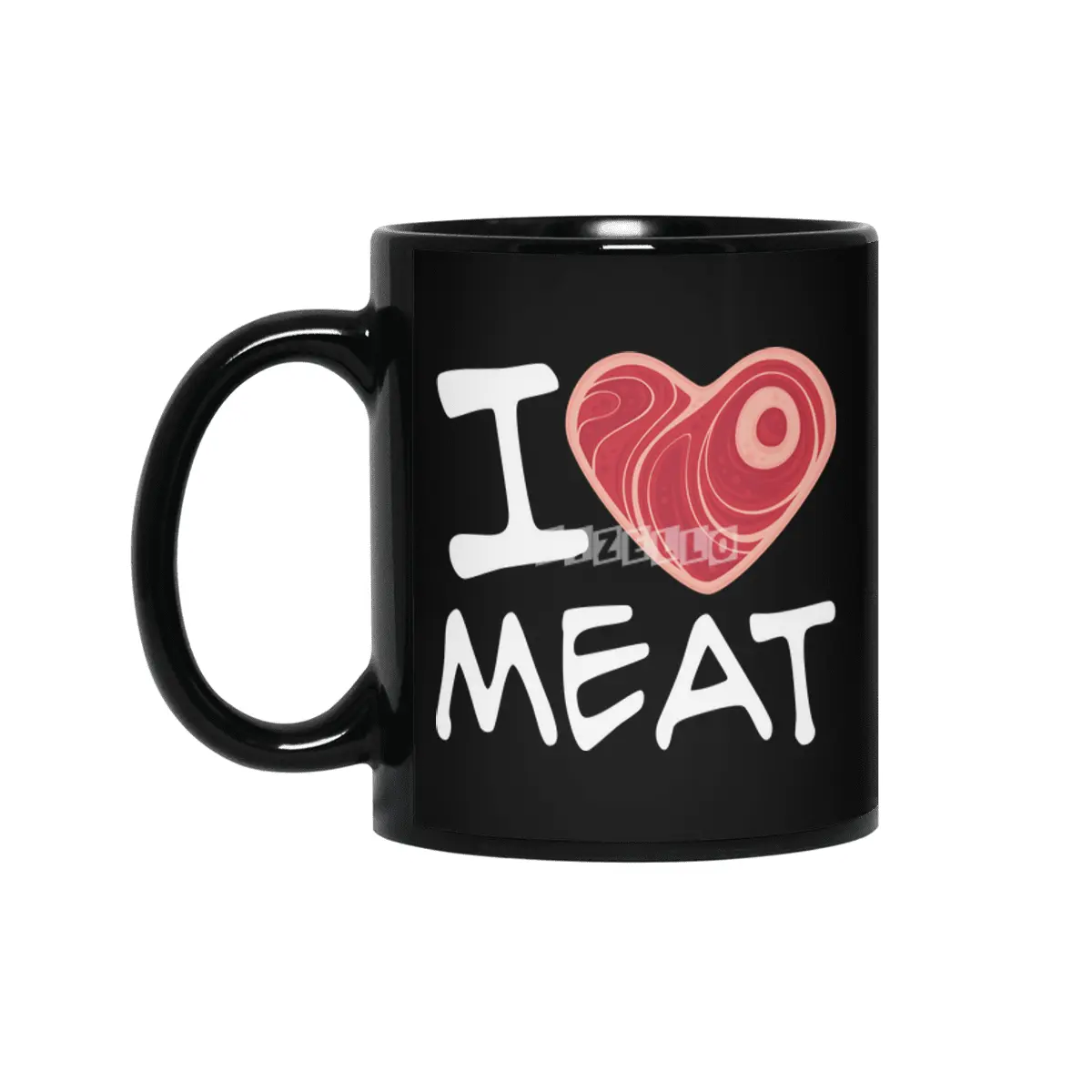 I Love Meat - White Text Version Siyah Kupa