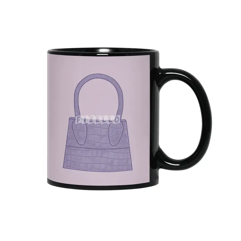 Purple leather crocodile skin miniature hand bag Siyah Kupa