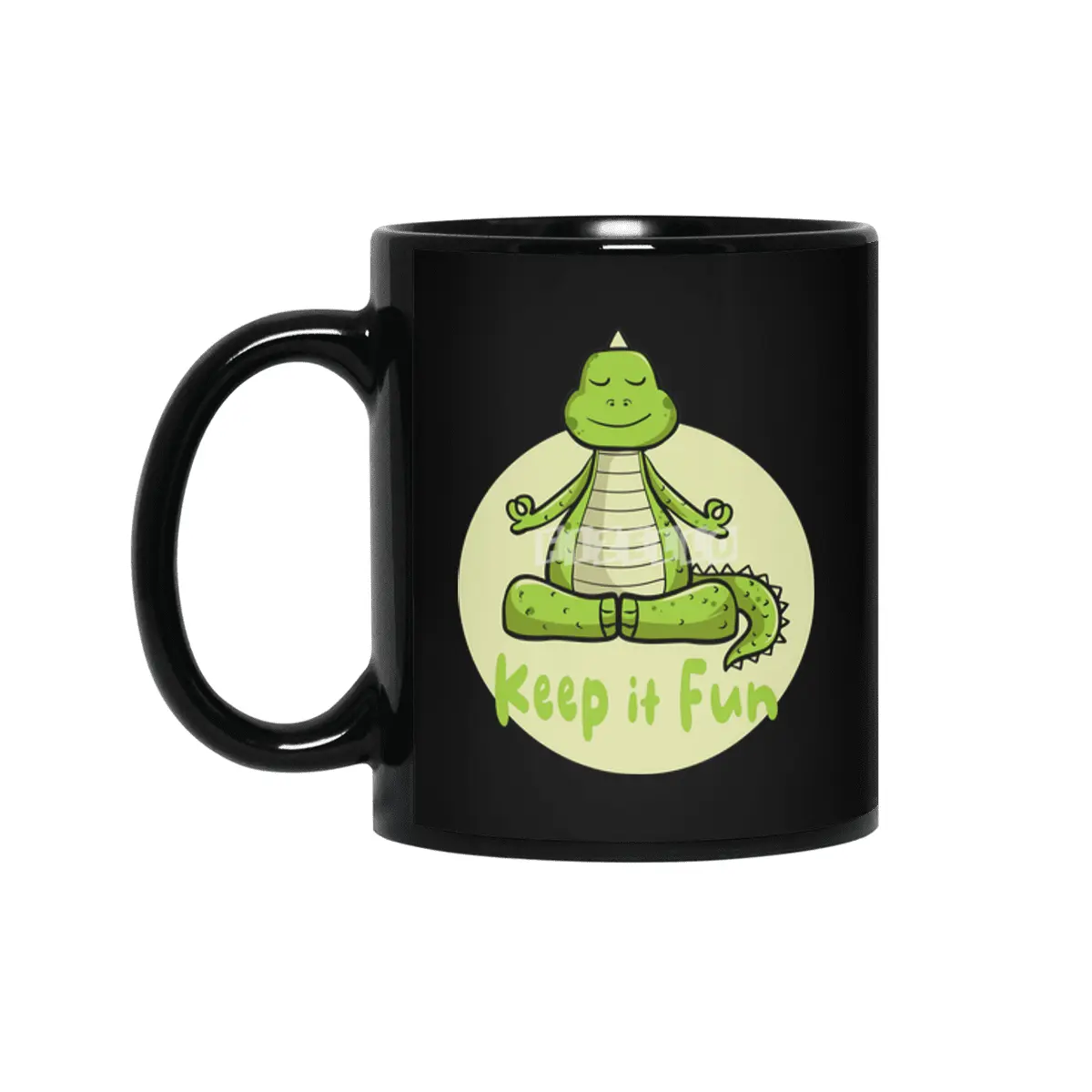 Keep it fun Kawaii green crocodile practicing yoga Siyah Kupa