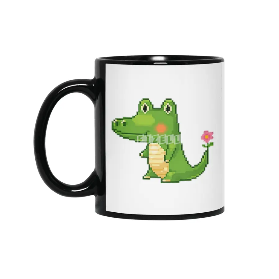 Alligator crocodile cute animation Siyah Kupa