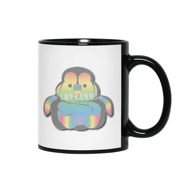 Rainbow Penguin Blob Siyah Kupa