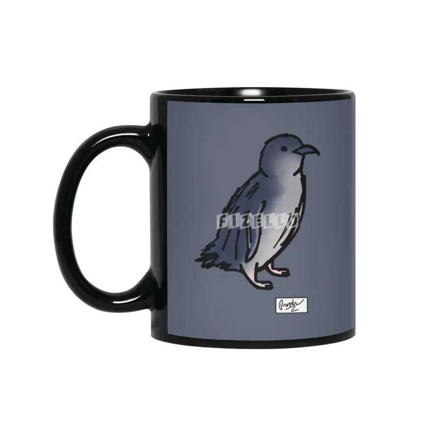 Blue Penguin Doodle Siyah Kupa