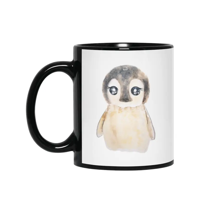 cute baby penguin watercolor Siyah Kupa