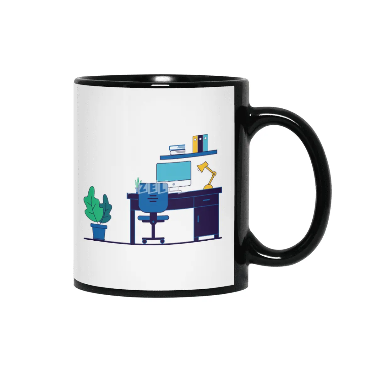 Desk flat illustration design Siyah Kupa