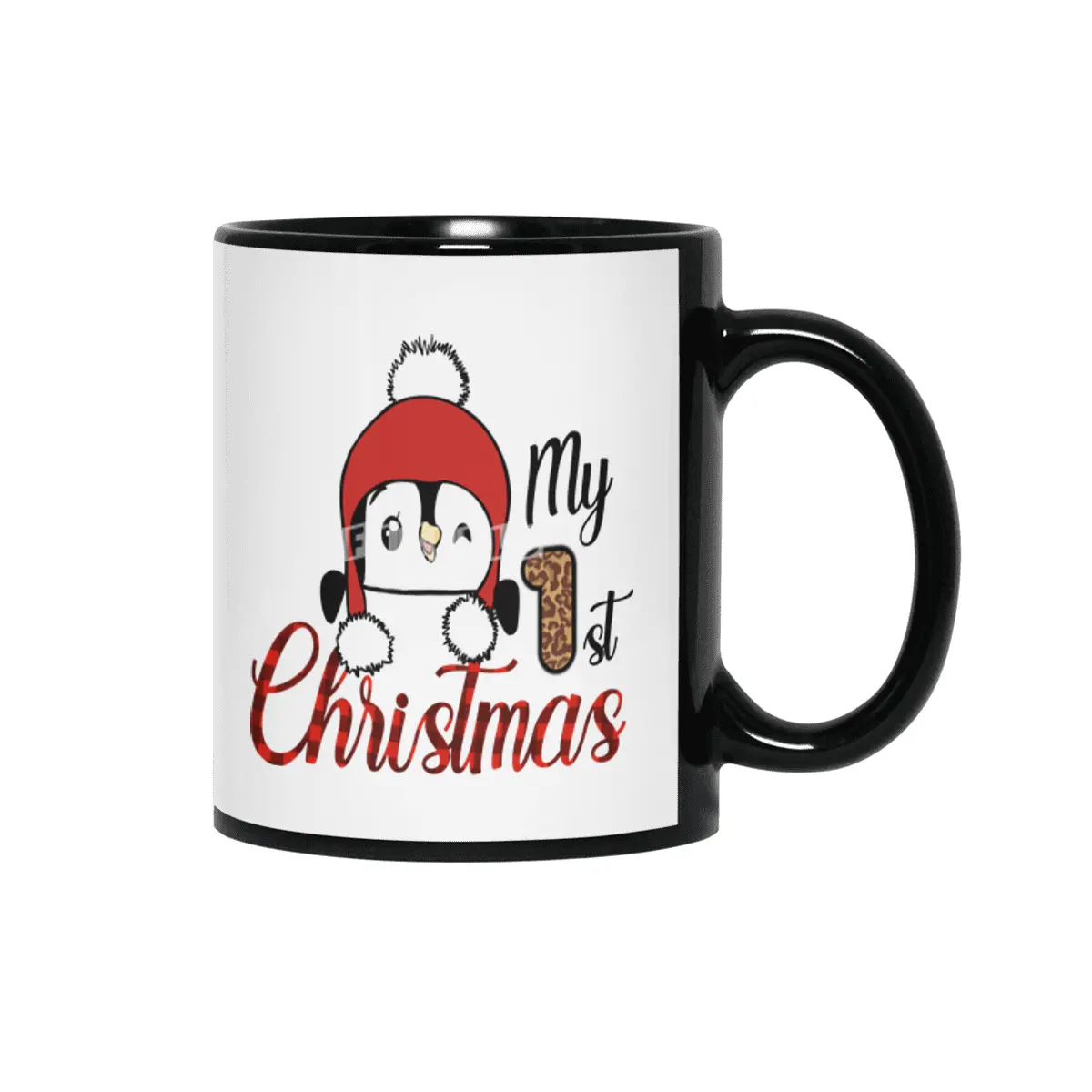 Baby Penguin My First Christmas Siyah Kupa