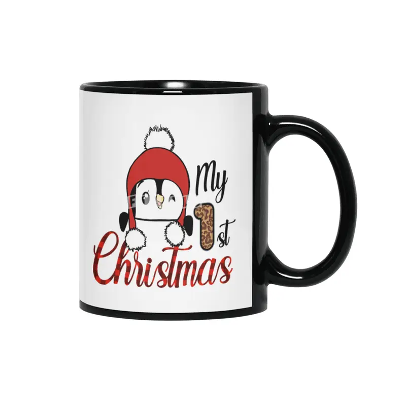 Baby Penguin My First Christmas Siyah Kupa