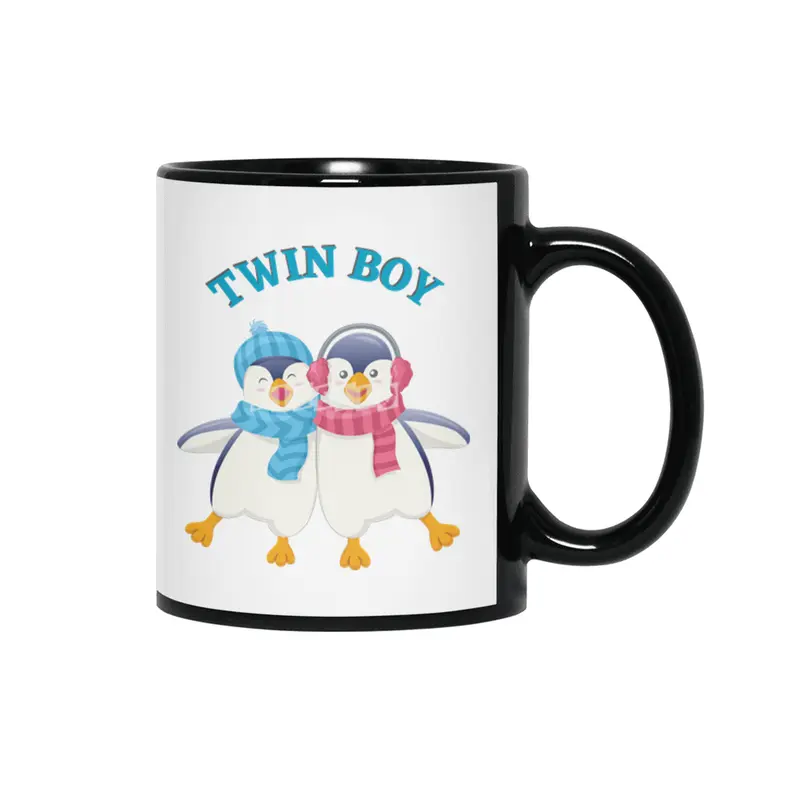 Twin outfit - twin boy penguin is standing Siyah Kupa
