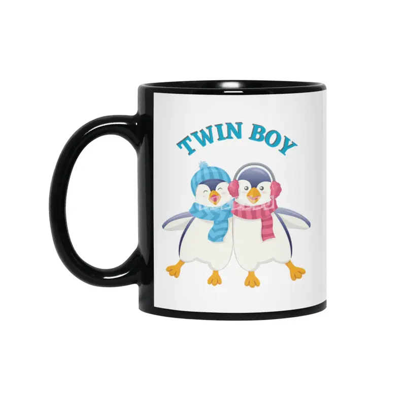 Twin outfit - twin boy penguin is standing Siyah Kupa