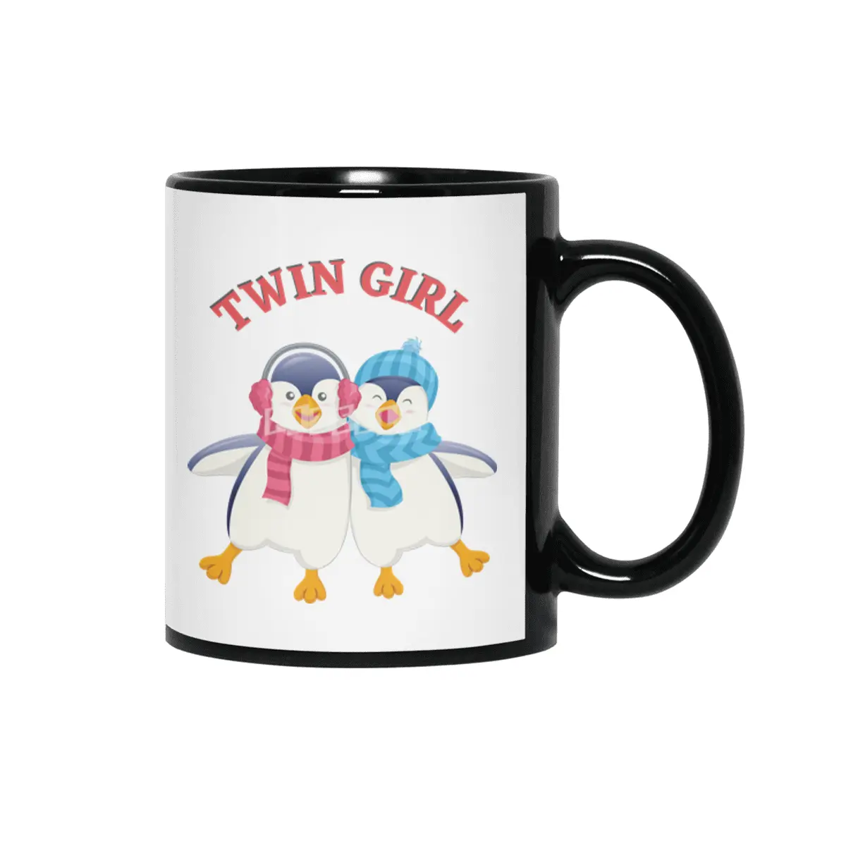 Twin outfit - twin girl penguin is standing Siyah Kupa