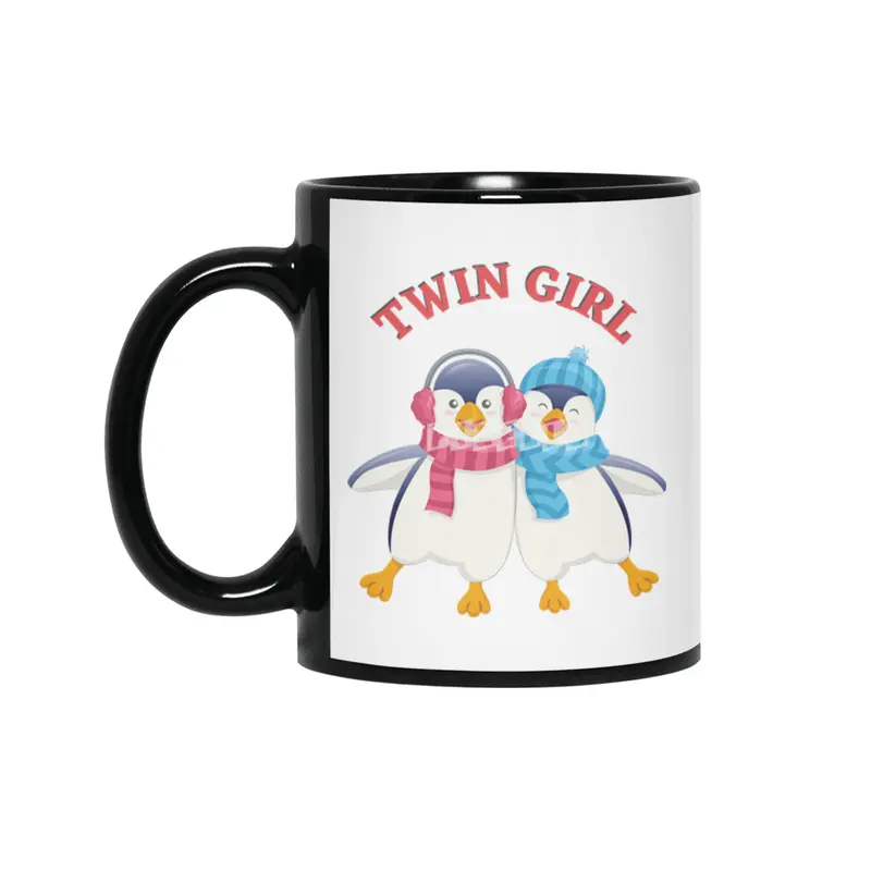 Twin outfit - twin girl penguin is standing Siyah Kupa