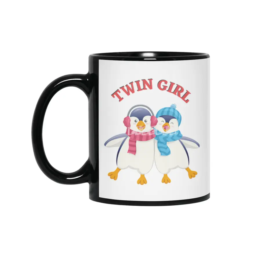 Twin outfit - twin girl penguin is standing Siyah Kupa