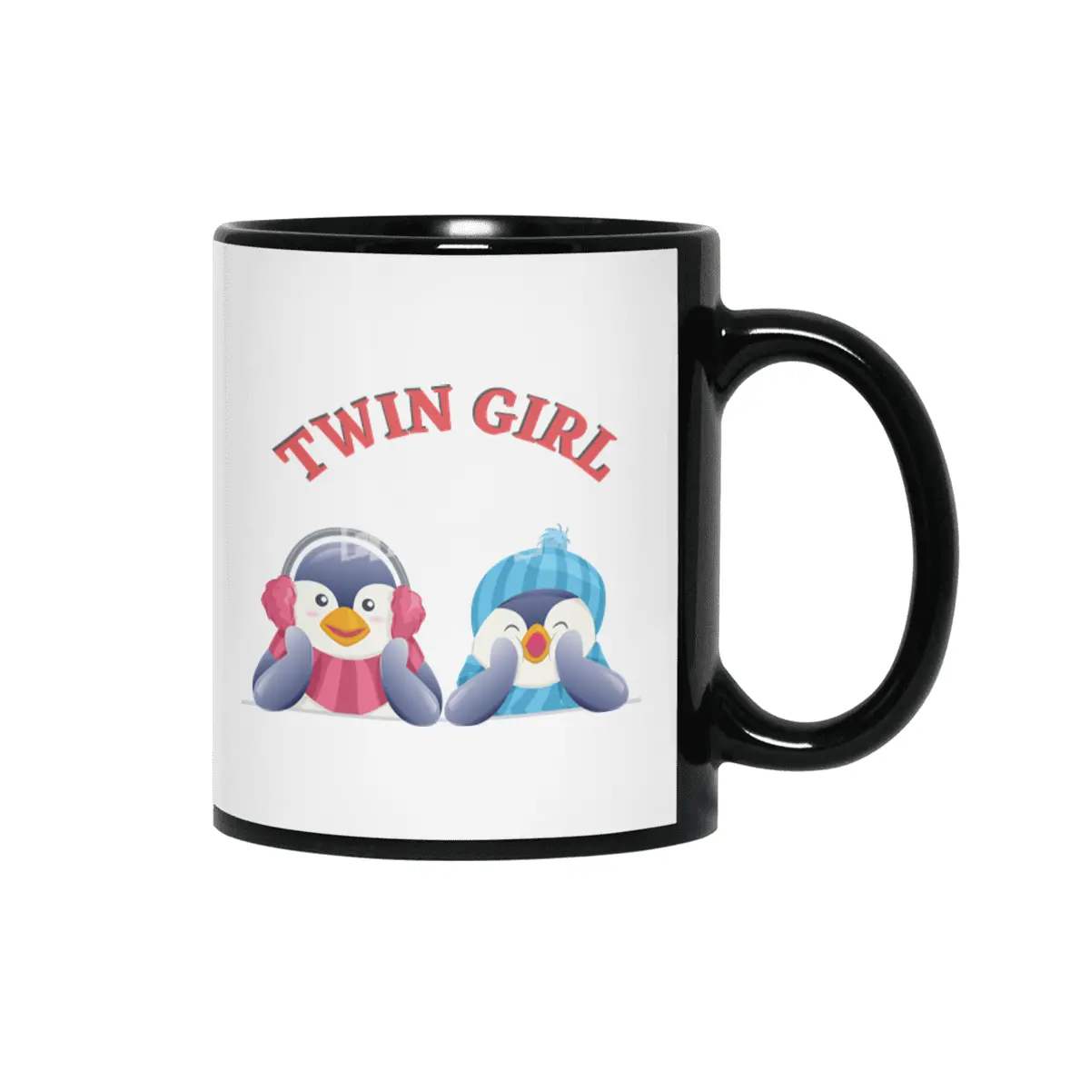 Twin outfit - twin girl penguin lies Siyah Kupa