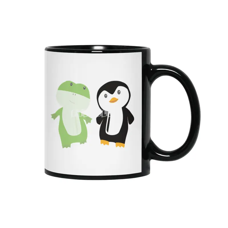 Frog Penguin Funny Animal Friends Kids Siyah Kupa