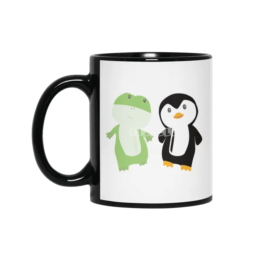 Frog Penguin Funny Animal Friends Kids Siyah Kupa