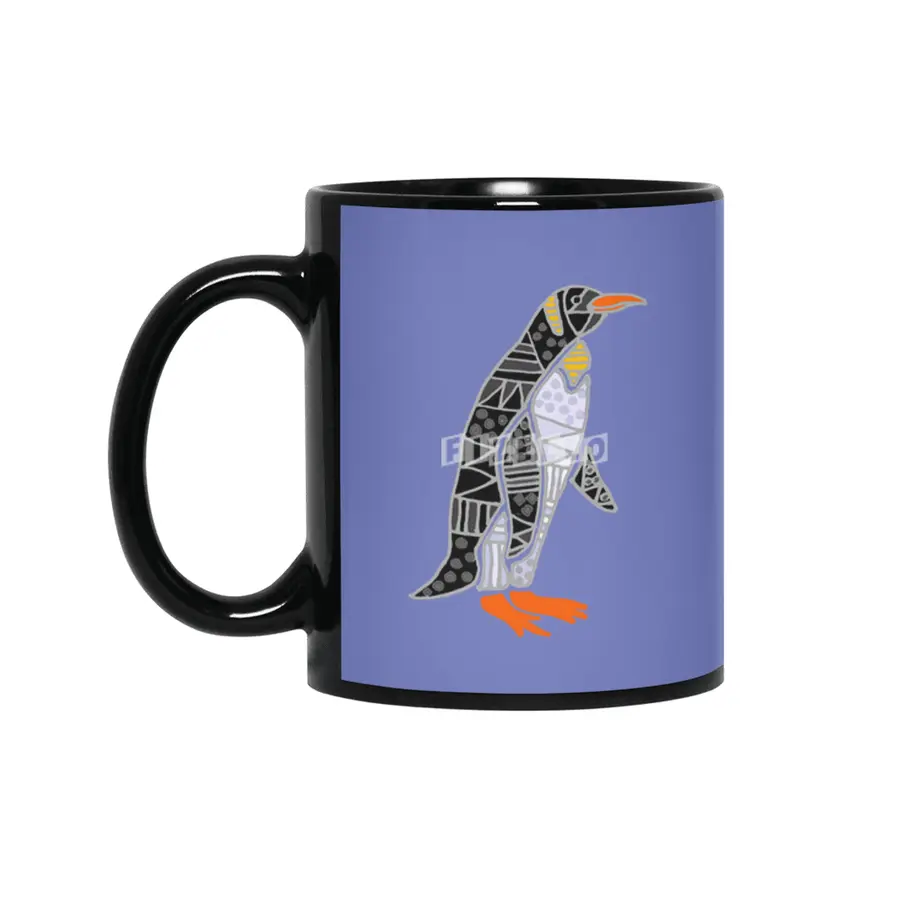 Cool Penguin Bird Abstract Art Pattern Siyah Kupa