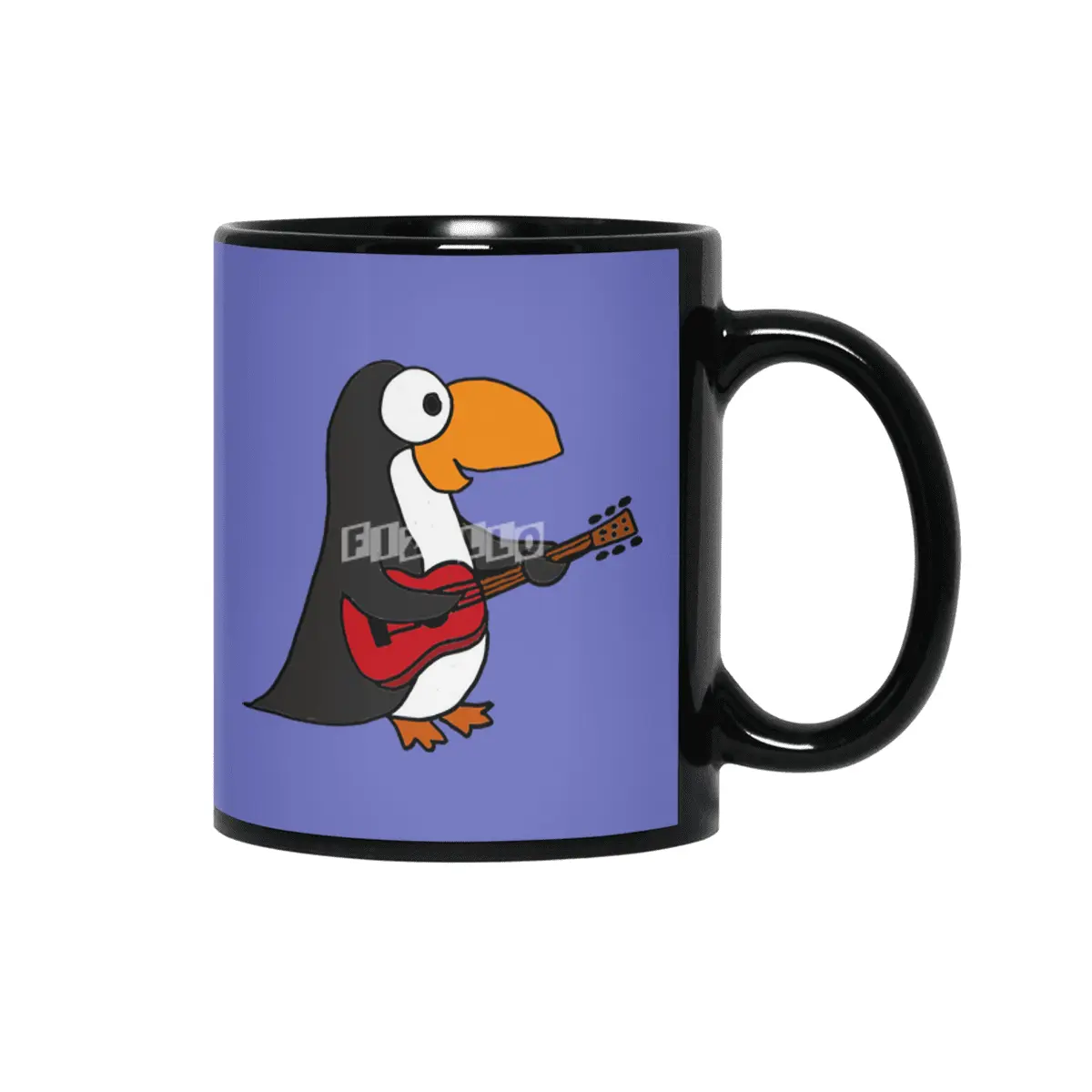 Funny Penguin Playing Guitar Siyah Kupa