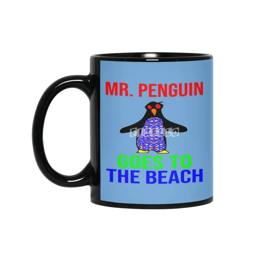 Mr, Penguin Goes To The Beach Siyah Kupa