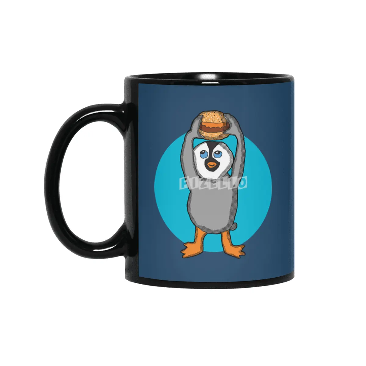 Baby Penguin and Hamburger Siyah Kupa