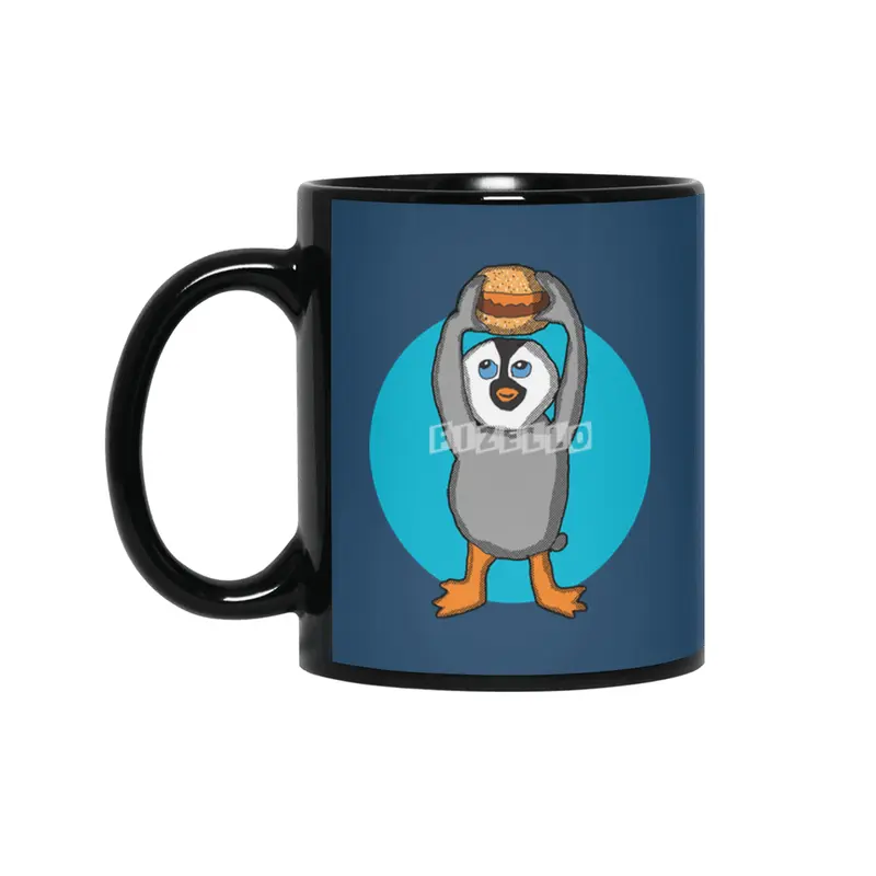Baby Penguin and Hamburger Siyah Kupa