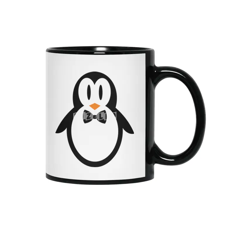 bow tie penguin cute cartoon animal character Siyah Kupa