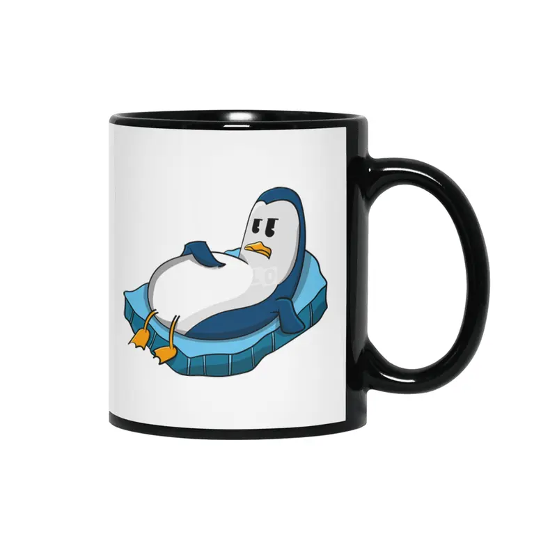 fat penguin cute character illustration Siyah Kupa
