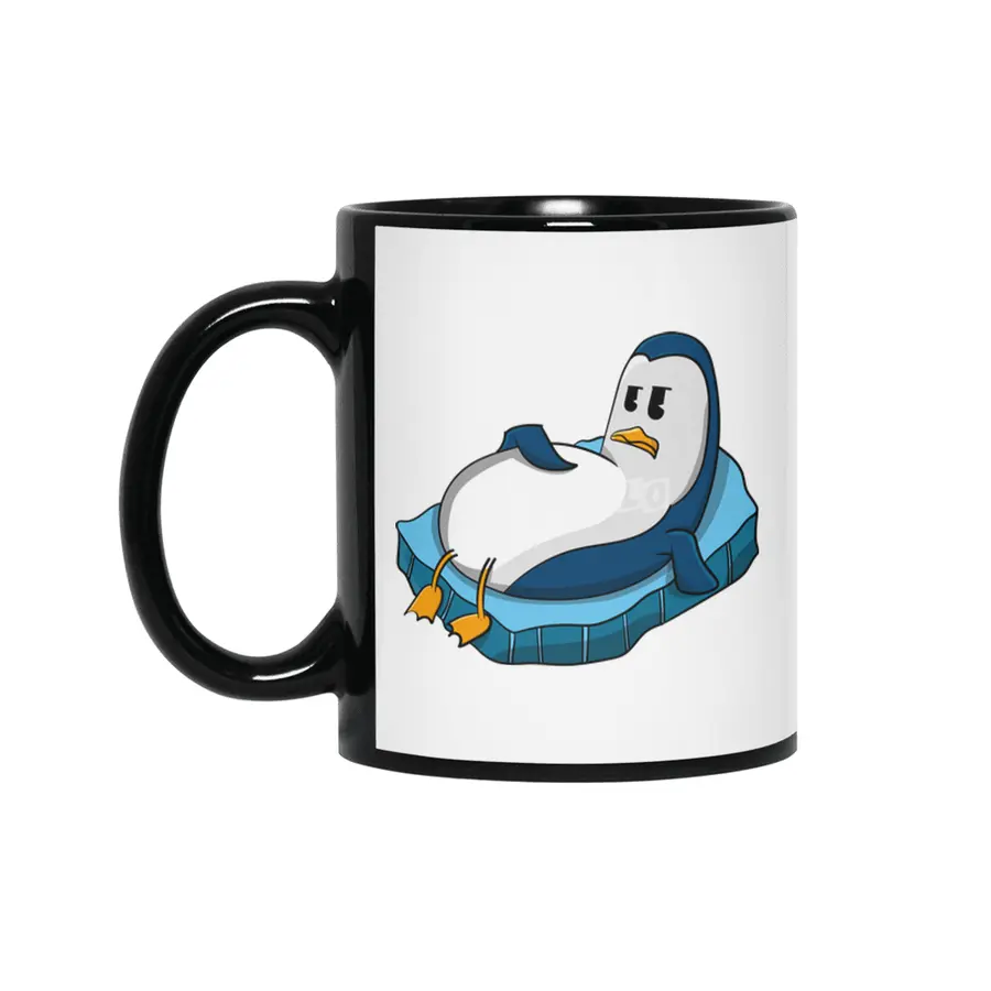 fat penguin cute character illustration Siyah Kupa