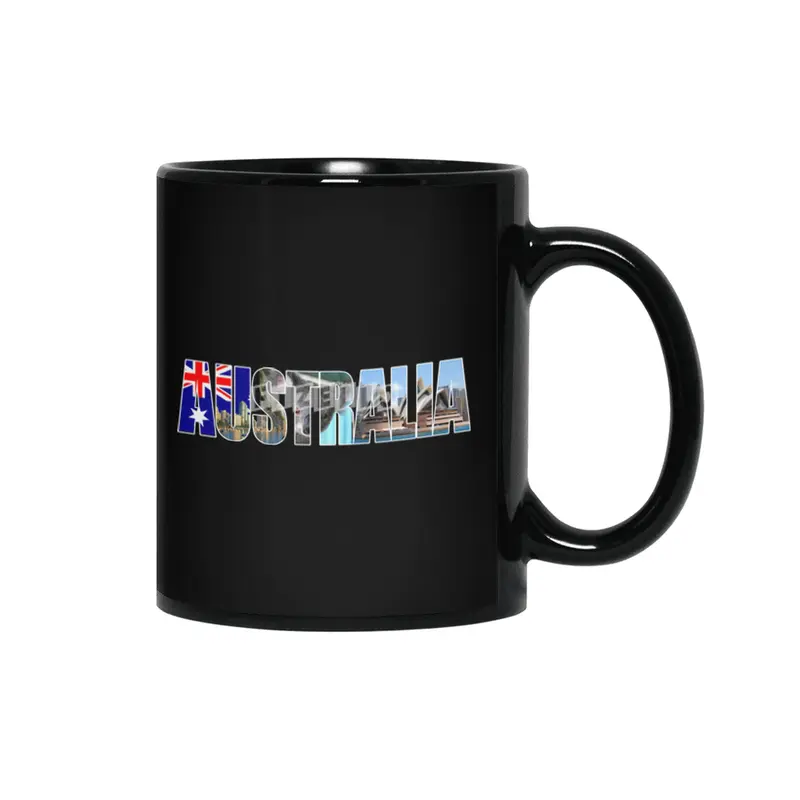 Australia Souvenir Vacation Koala Travel T Shirt Siyah Kupa