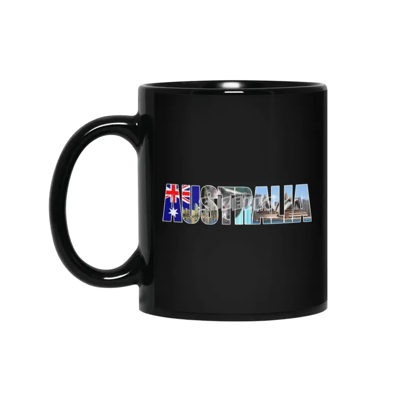 Australia Souvenir Vacation Koala Travel T Shirt Siyah Kupa