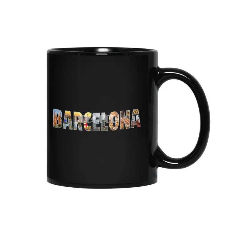 Barcelona Souvenir Spanish Vacation T Shirt Gift Siyah Kupa