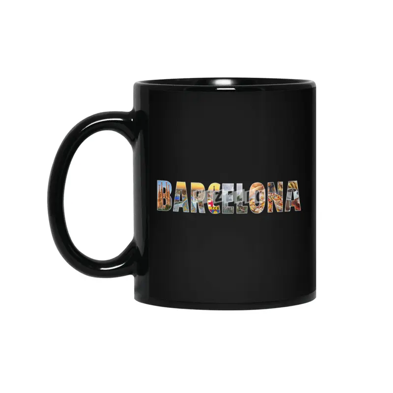 Barcelona Souvenir Spanish Vacation T Shirt Gift Siyah Kupa