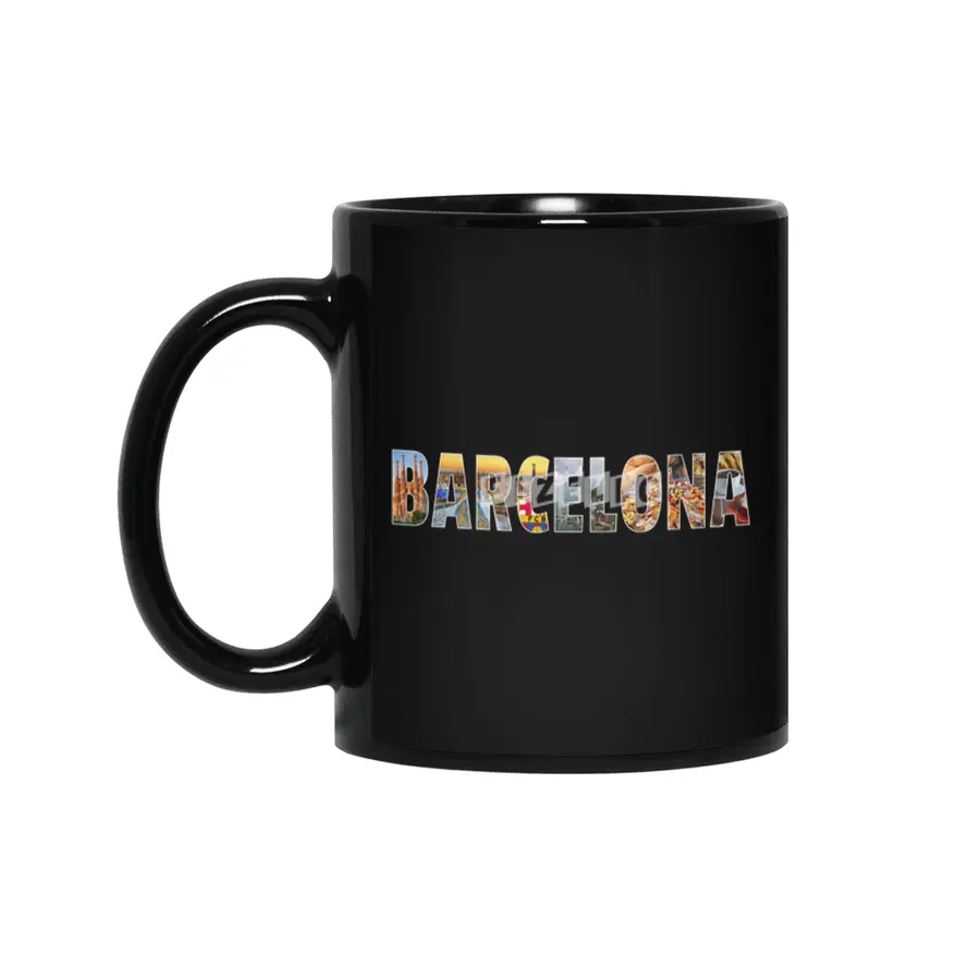 Barcelona Souvenir Spanish Vacation T Shirt Gift Siyah Kupa