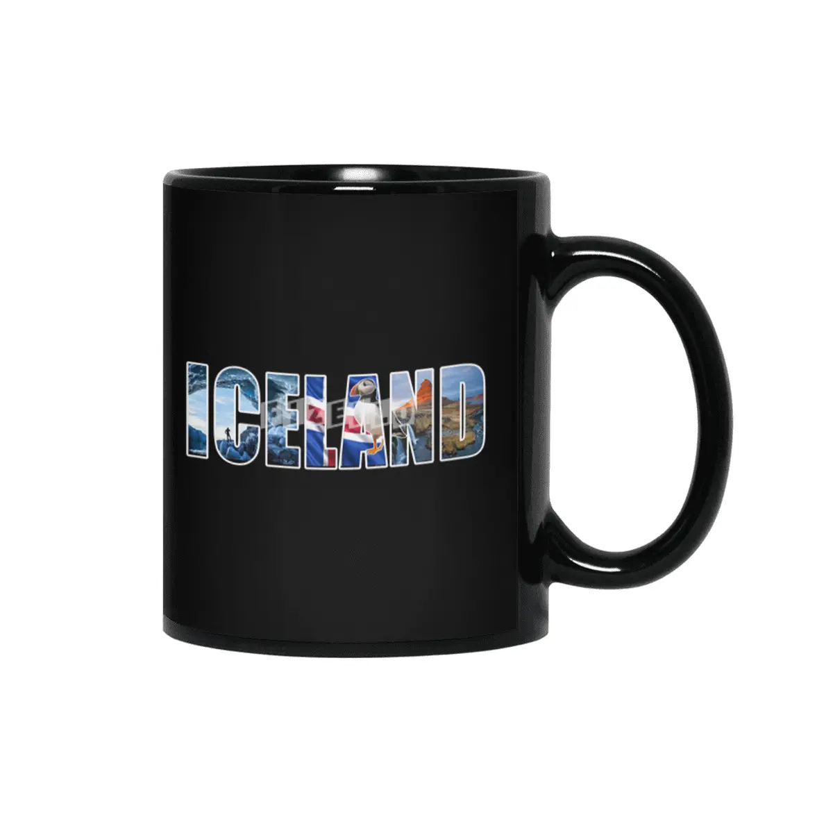 Iceland Souvenir Vacation T Shirt Siyah Kupa