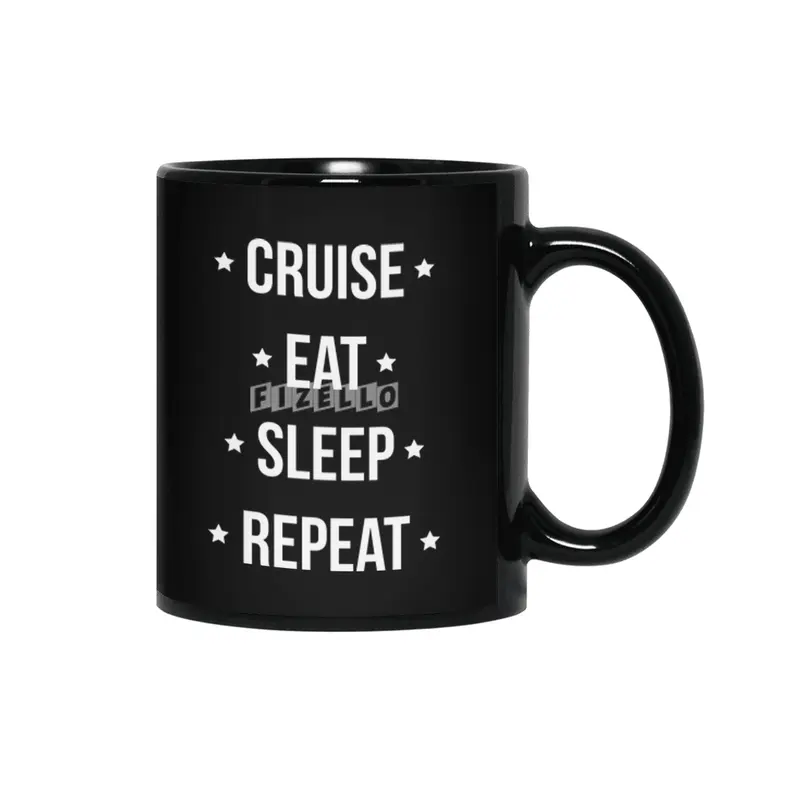Cruise Eat Sleep Repeat Vacation Traveling  Siyah Kupa