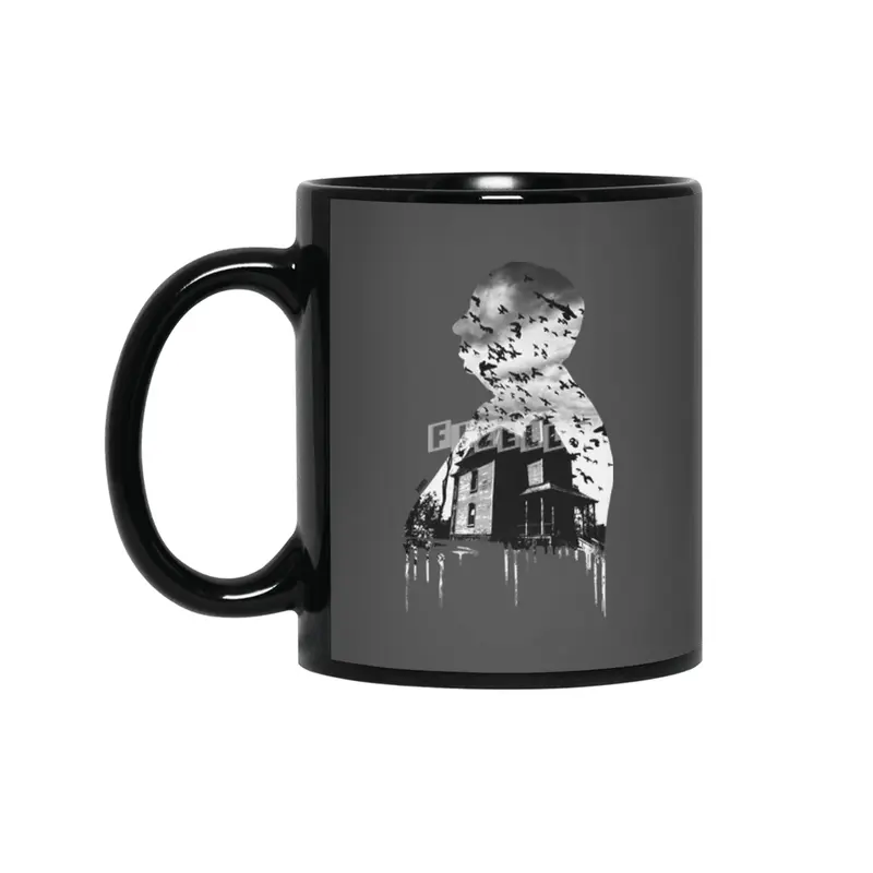 Alfred Hitchcock Silhouette Illustration Collage Siyah Kupa