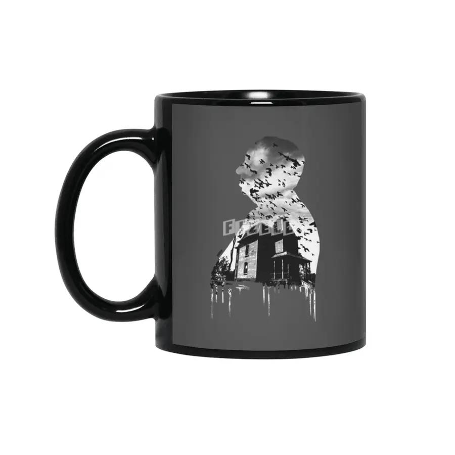 Alfred Hitchcock Silhouette Illustration Collage Siyah Kupa