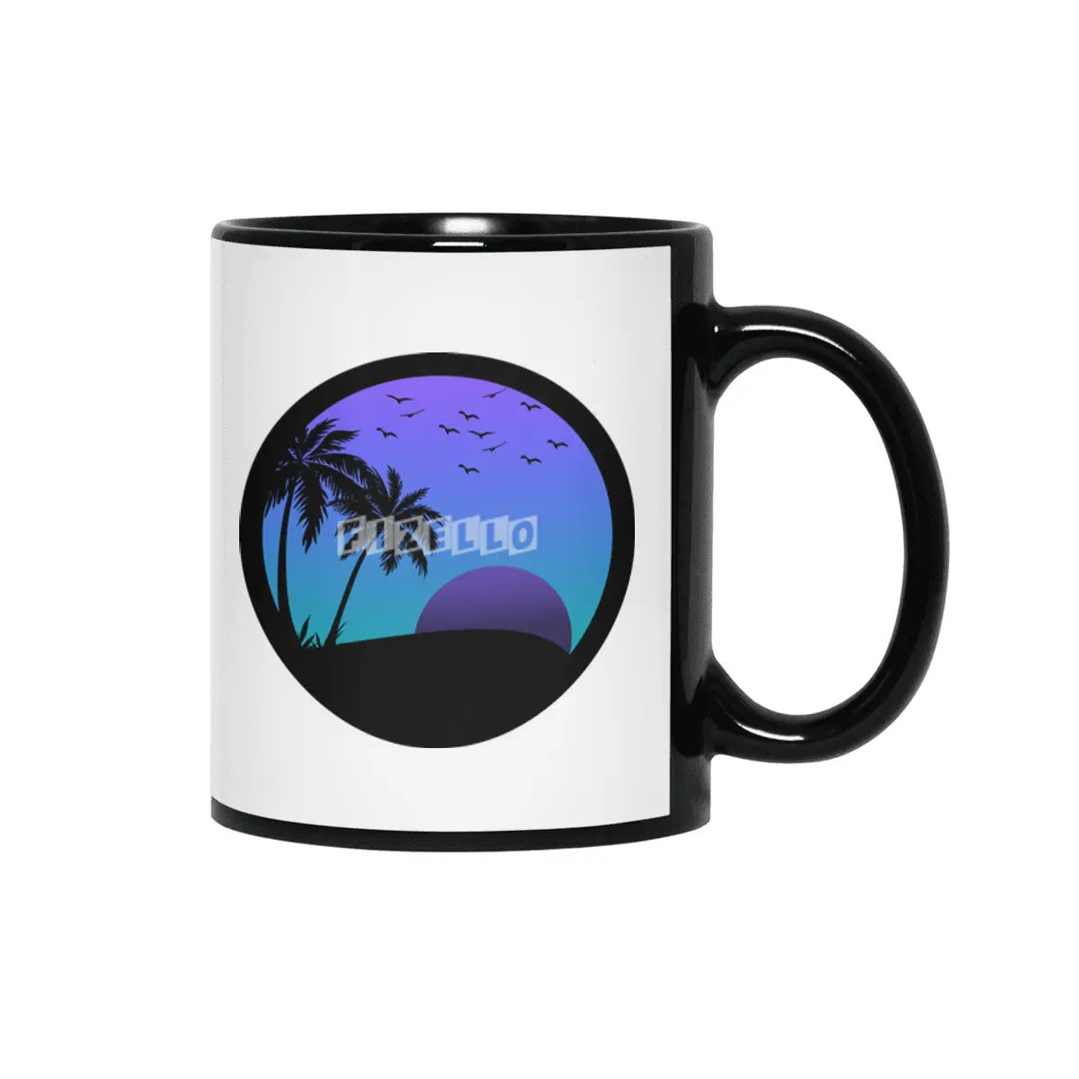 Beach Side Silhouette - Purple/Blue Siyah Kupa