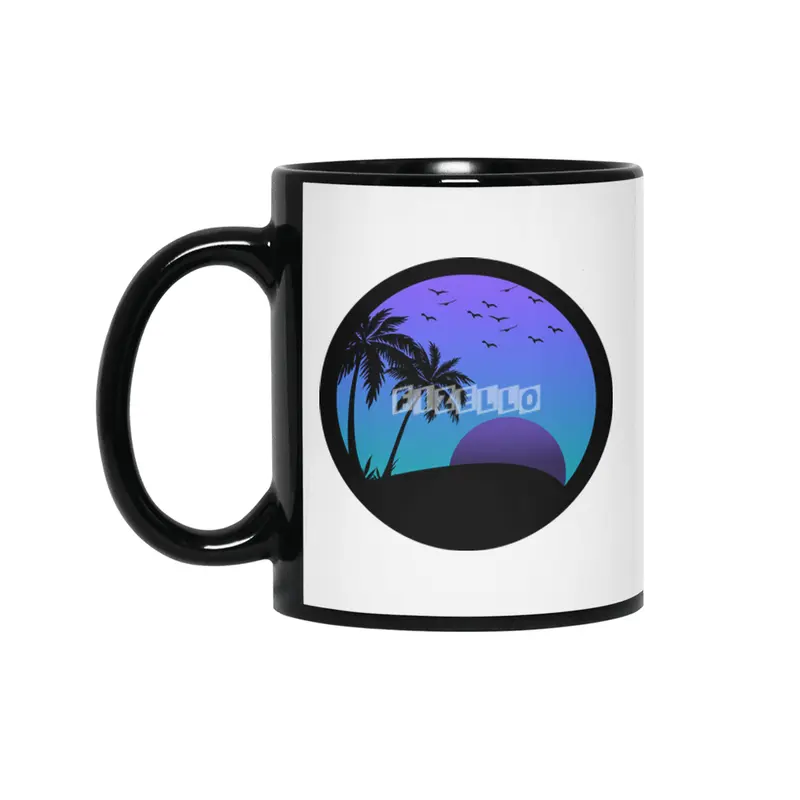 Beach Side Silhouette - Purple/Blue Siyah Kupa