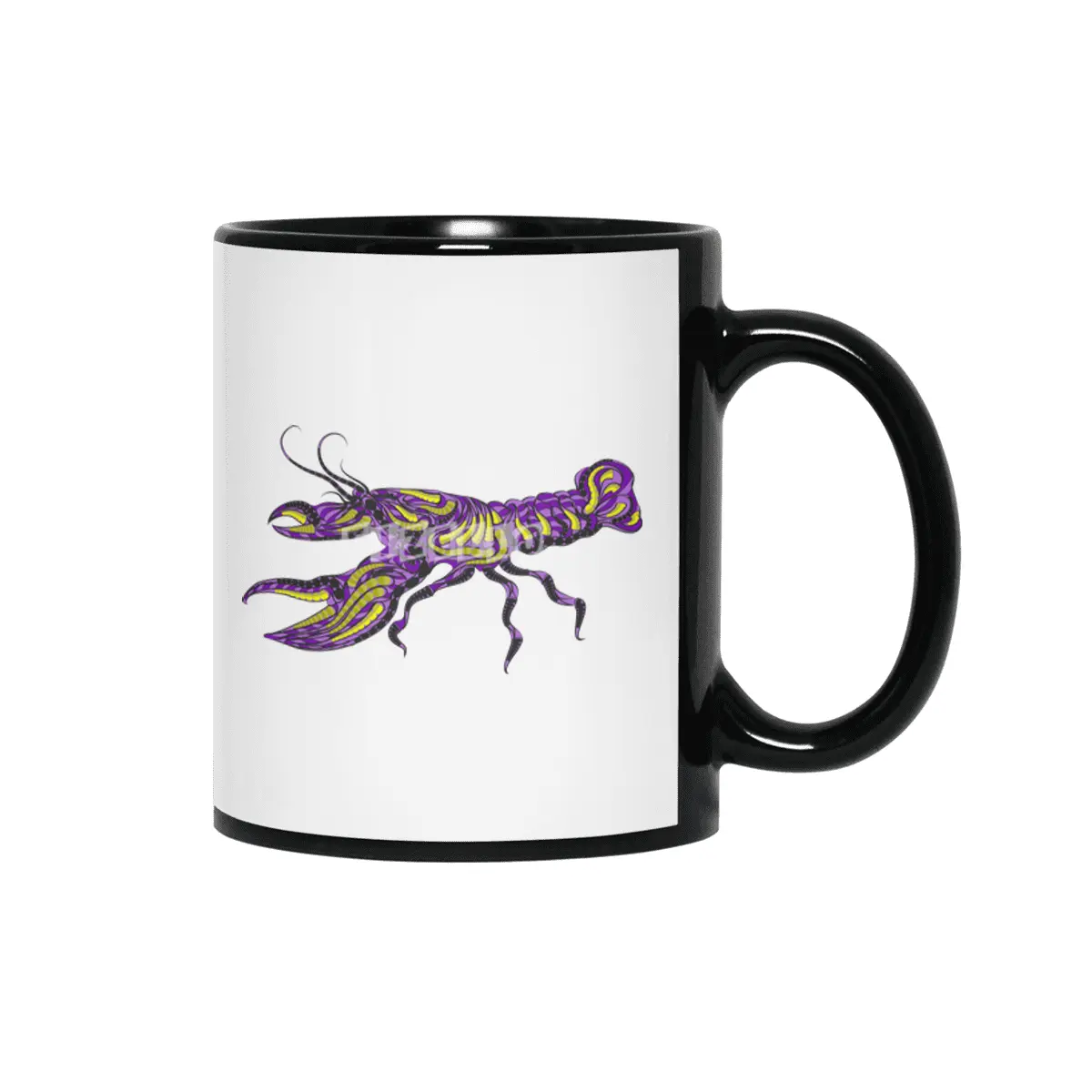 ethmic silhouette of lobster Siyah Kupa