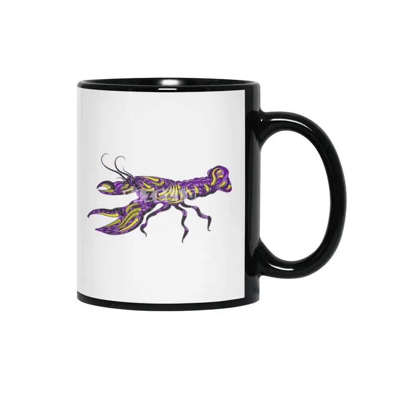 ethmic silhouette of lobster Siyah Kupa