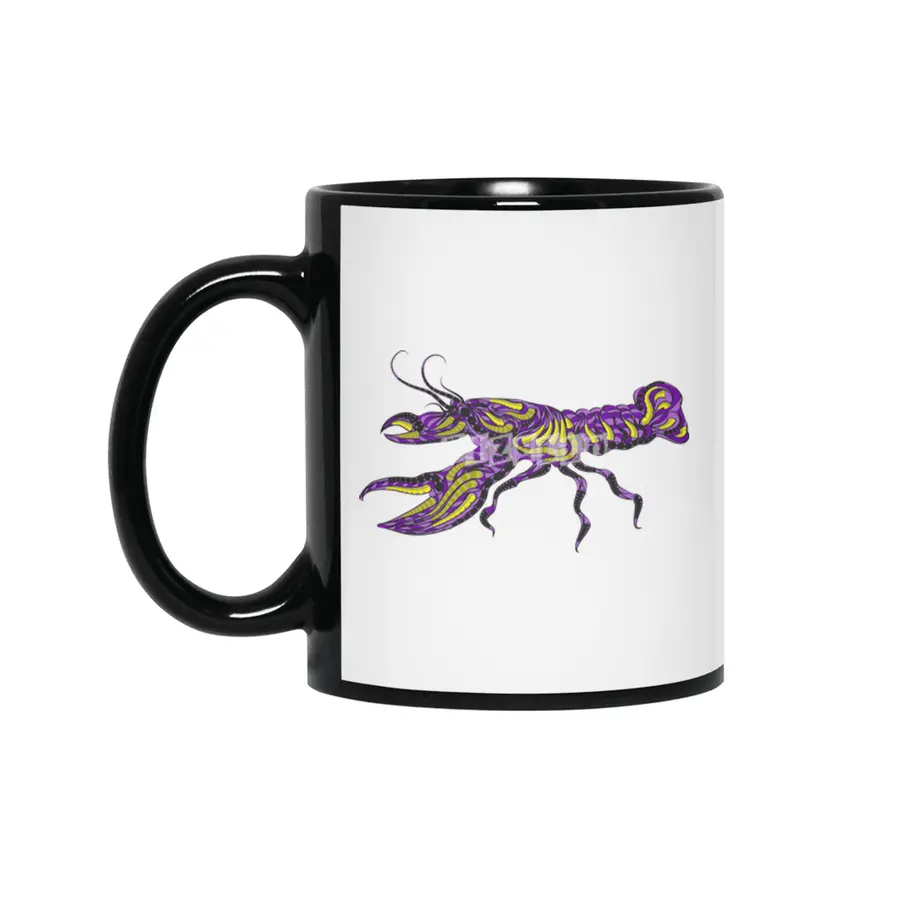 ethmic silhouette of lobster Siyah Kupa